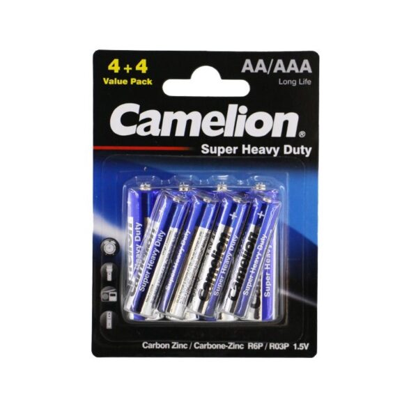 باتری قلمی و نیم قلمی Camelion مدل Super Heavy Duty 4R6P+4R03 بسته 8 عددی